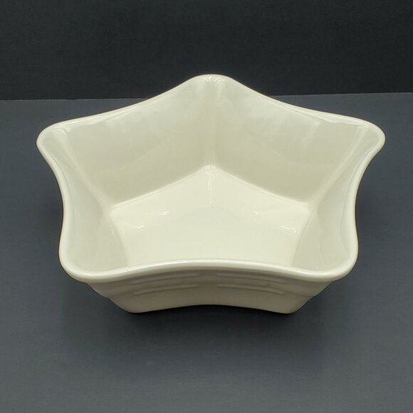 Longaberger Woven Traditions Ivory Large Star Shaped Bowl White Star Dish - Picture 2 of 5